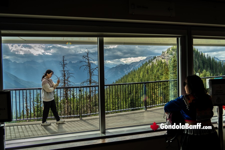 View from Inside the Banff Gondola Upper Terminal