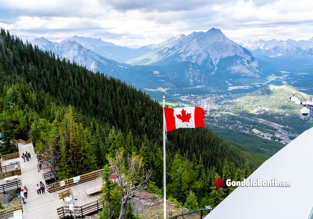 Canadian Flaf Overlooking Banff